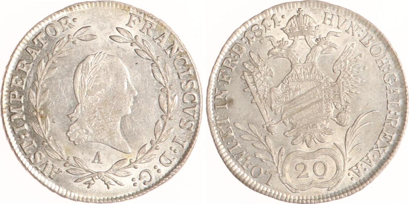 Österreich 20 Kreuzer 1811 A Franz II I 1792 1835 Fast