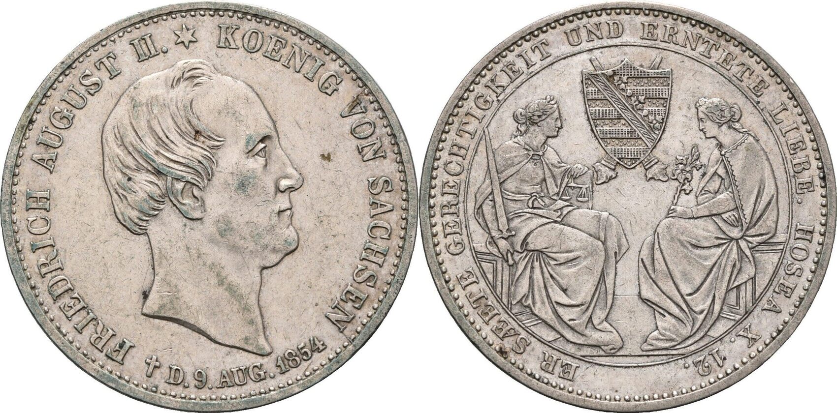 Sachsen Taler 1854 F Friedrich August II Ss MA Shops