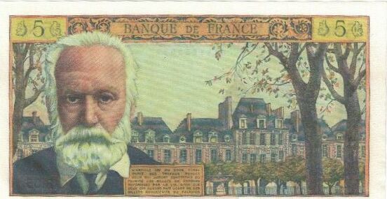 Frankreich 5 Nouveaux Francs On 500 Francs 1961 Victor Hugo 52987 R 65