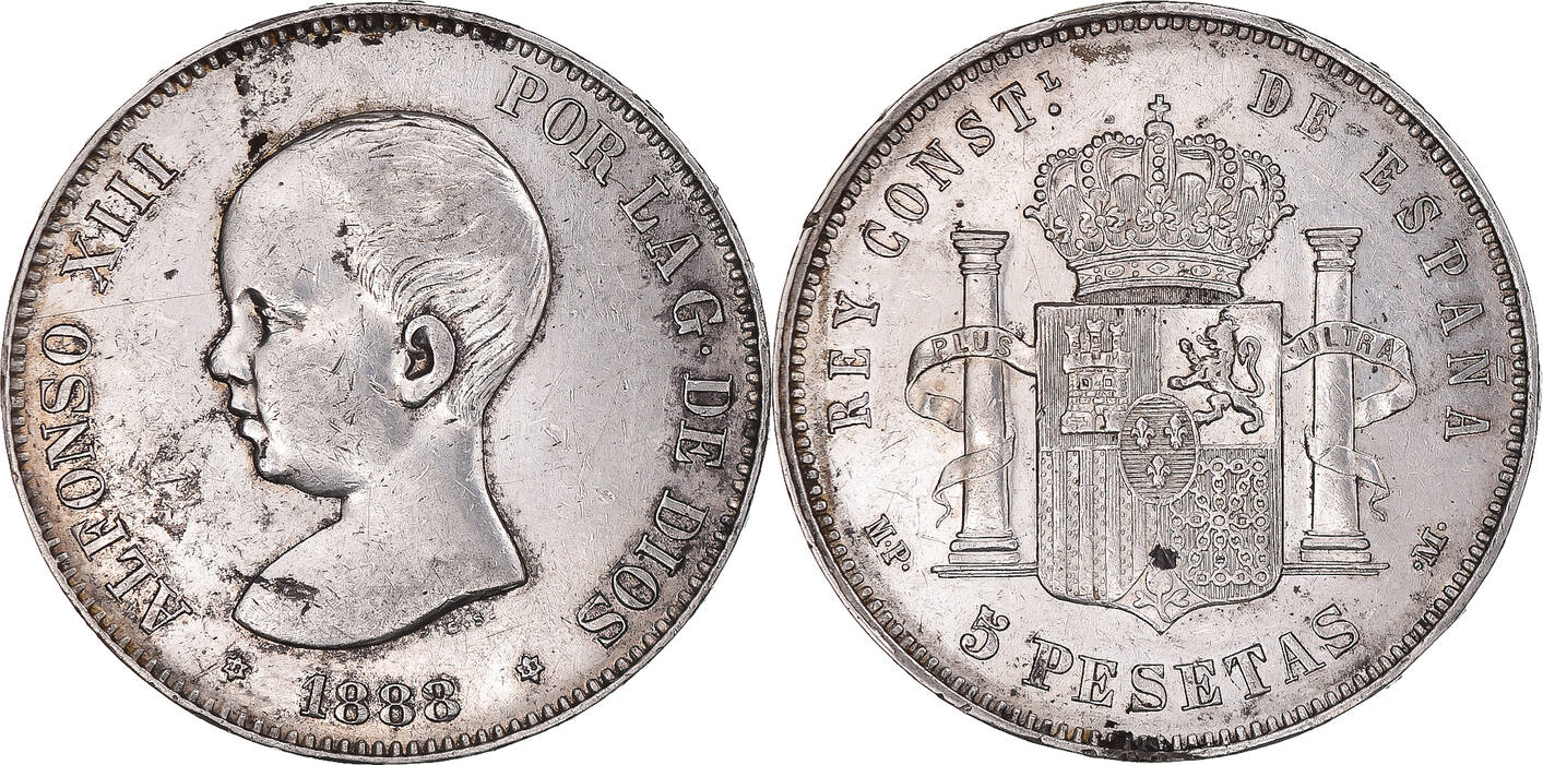 Spanien Pesetas Madrid M Nze Alfonso Xiii Madrid Ss Silber