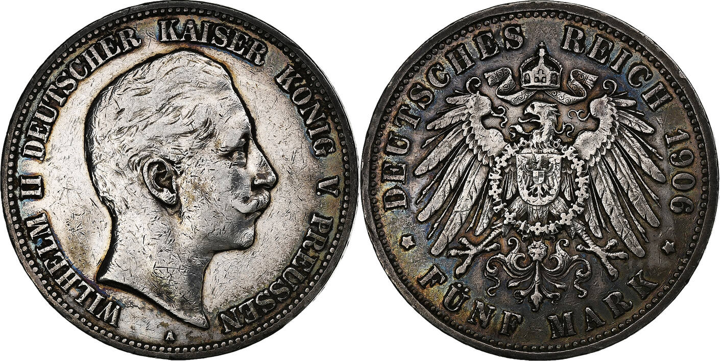 Deutsch Staaten Mark A Prussia Wilhelm Ii Berlin Silber Ss