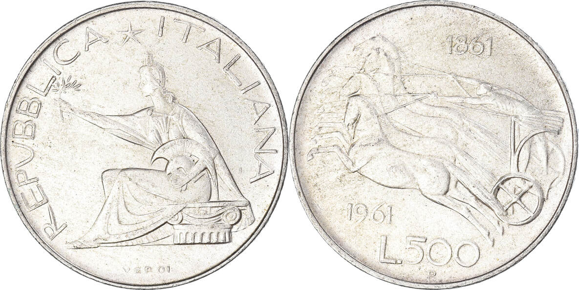 Italien 500 Lire 1961 R Münze Rome SS Silber KM 99 MA Shops