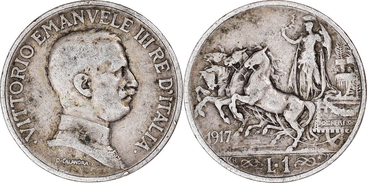 Italien Lira 1917 R Münze Vittorio Emanuele III Rome S Silber KM