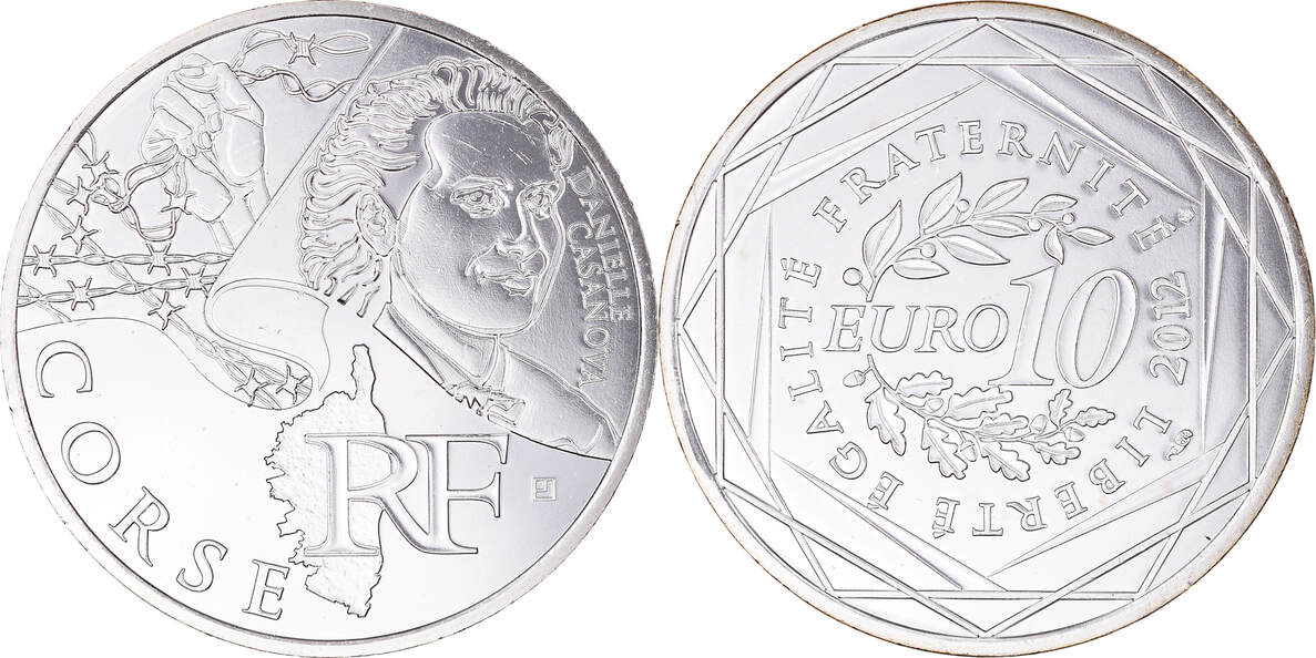 Frankreich 10 Euro 2012 A Paris Corse STGL Silber Gadoury EU514