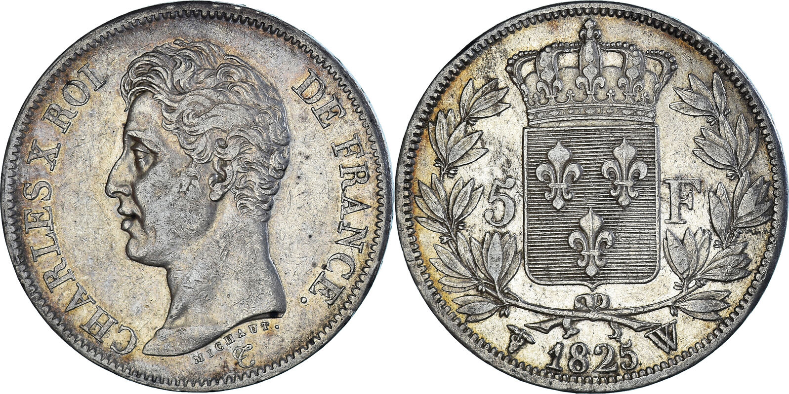 Frankreich 5 Francs 1825 Lille Münze Charles X Lille SS Silber KM