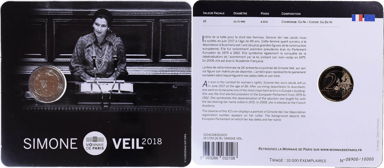 Frankreich Euro Monnaie De Paris Simone Veil Monnaie De Paris