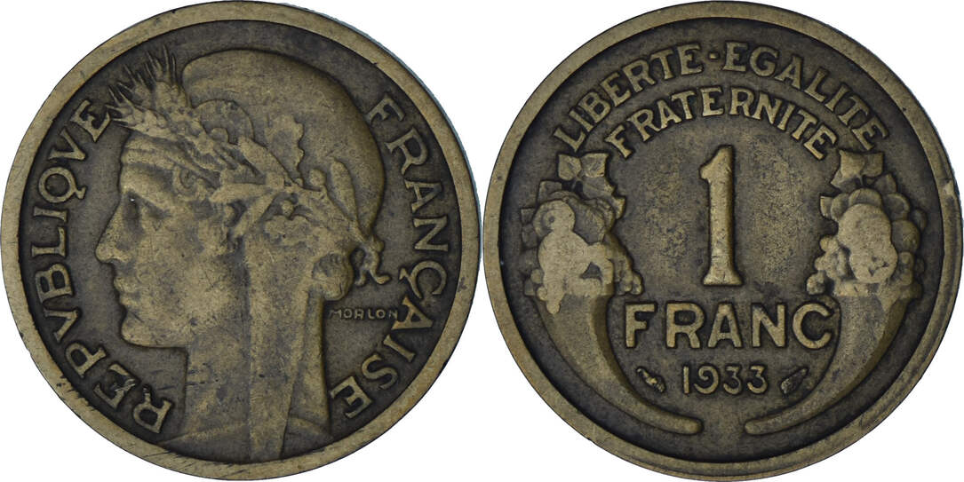 Frankreich Franc 1933 Morlon S Aluminum Bronze KM 885 Gadoury 470