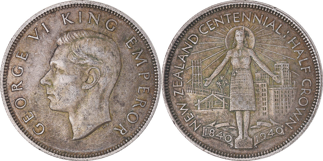 Neuseeland 1 2 Crown 1940 British Royal Mint Münze George VI