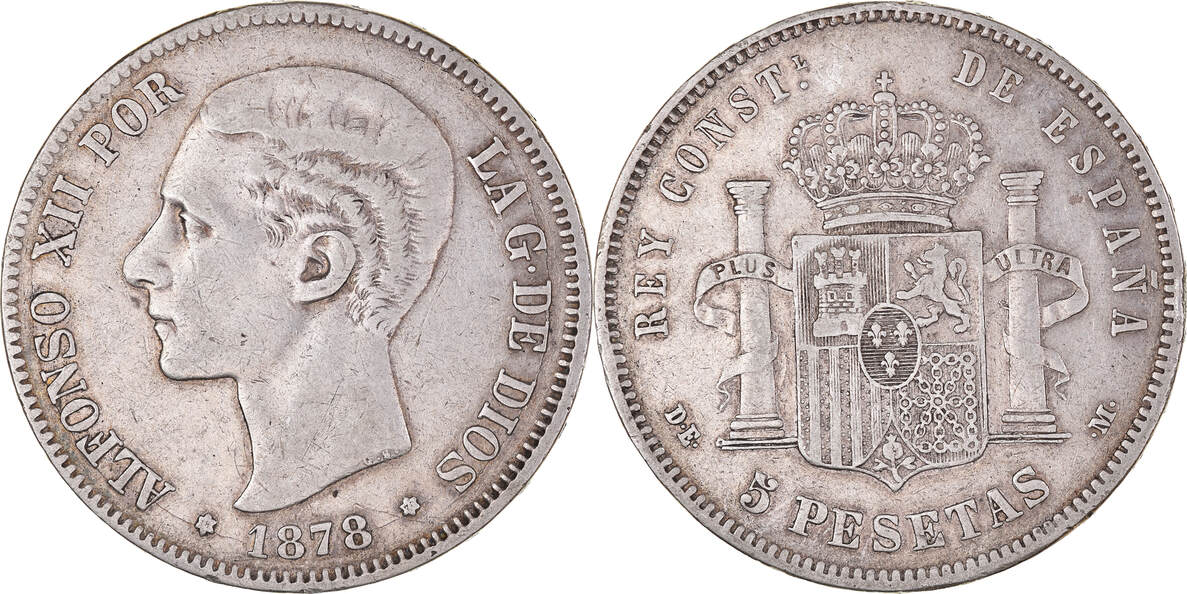 Spanien Pesetas Madrid M Nze Alfonso Xii Madrid S Silber