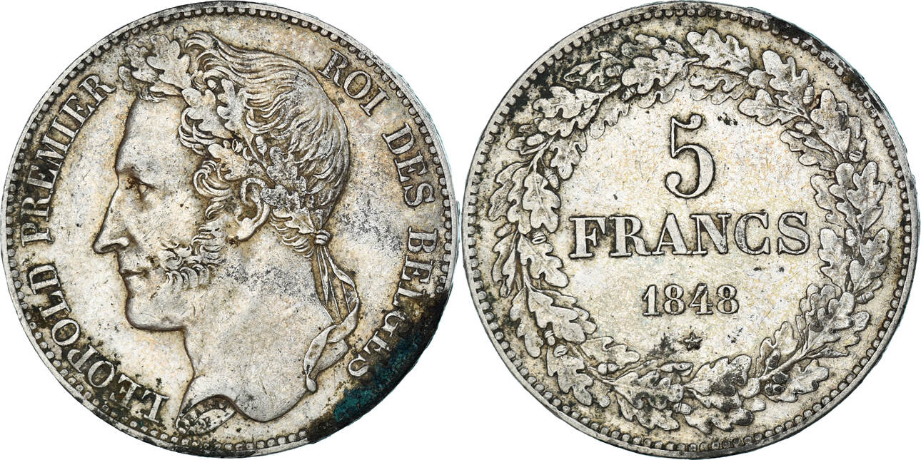 Belgien 5 Francs 5 Frank 1848 Münze Leopold I SS Silber KM 3 2