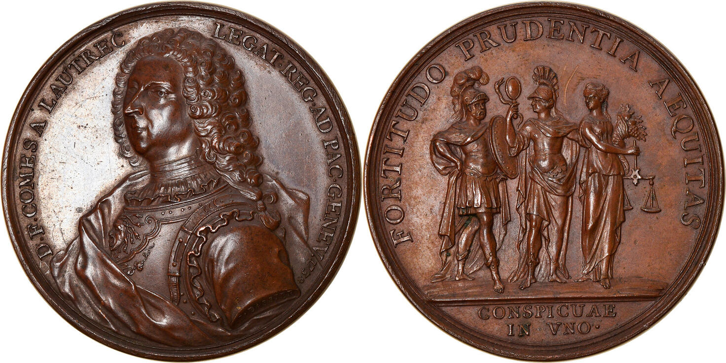 Schweiz Medaille 1738 Daniel François de Gélas Comte de Lautrec