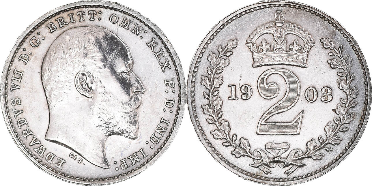 Großbritannien 2 Pence 1903 Münze Edward VII UNZ Silber KM 796 MA