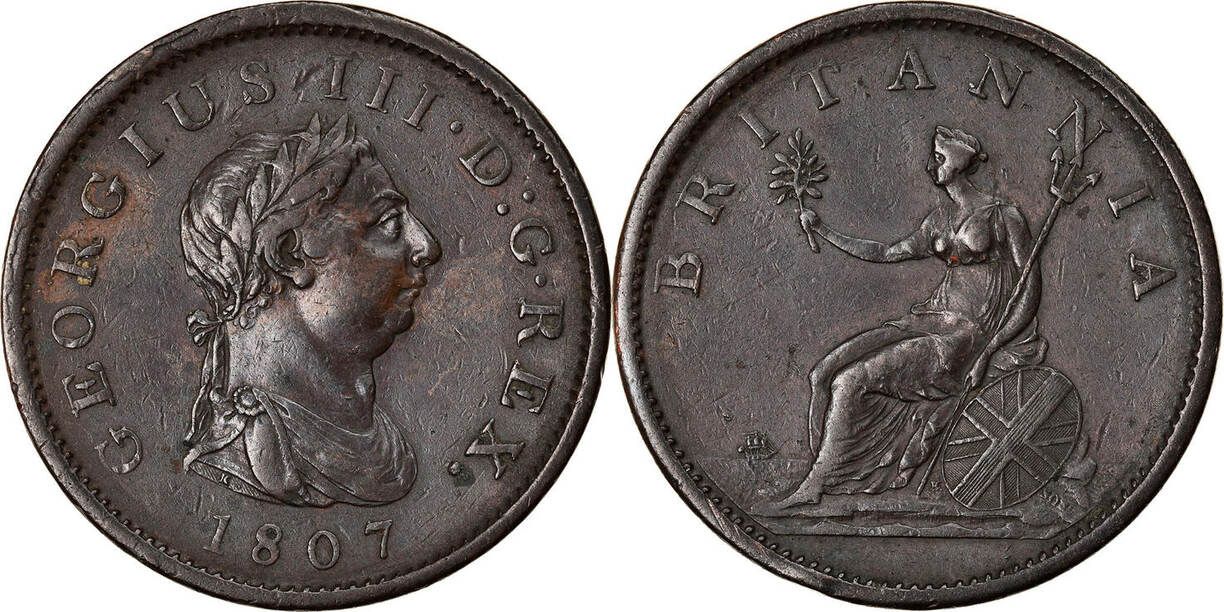 Großbritannien Penny 1807 Münze George III SS Kupfer KM 663 MA Shops