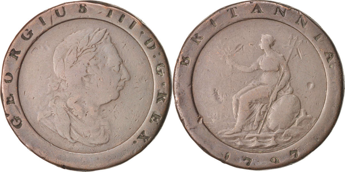 Großbritannien 2 Pence 1797 Münze George III S Kupfer KM 619 MA Shops