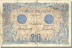 Banque De France 20 Francs French Banknoten Frankreich 20 Francs Bleu type 1905