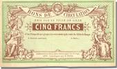French Emergency of the 1870-1871 War 5 Francs French Emergency Banknoten Frankreich Movement bond, 5 Francs, Lille