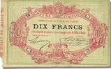 French Emergency of the 1870-1871 War 10 Francs French Emergency Banknoten Frankreich Movement bond, 10 Francs, Lille