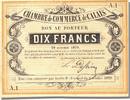 French Emergency of the 1870-1871 War 10 Francs French Emergency Banknoten Frankreich Bon au porteur 10 Francs, Calais