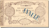 French Emergency of the 1870-1871 War 10 Francs French Emergency Banknoten Frankreich Bon Divisionnaire, 10 Francs, Le Mans