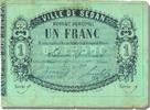 French Emergency of the 1870-1871 War 1 Franc French Emergency Banknoten Frankreich Monnaie Municipale, 1 Franc, Sedan