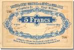 French Emergency of the 1870-1871 War 5 Francs French Emergency Banknoten Frankreich Société de Crédit Industriel, 5 Francs, Li