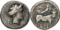 Greek Didrachm Greek Antike Griechische Münzen, Campanie, Néapolis, Didrachme, SNG ANS 356