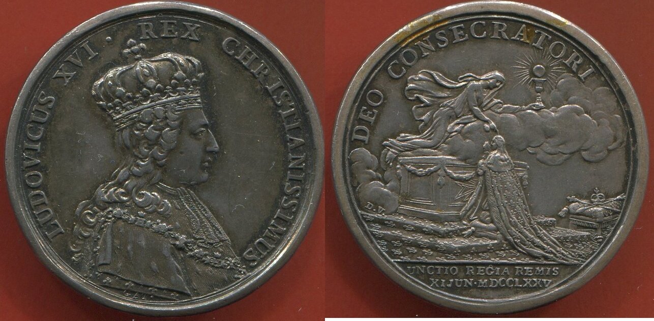 Médailles 1775 LOUIS XVI 1774 1793 MÉDAILLE EN ARGENT POUR LE SACRE DE