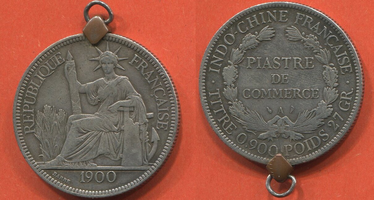 Ausländische Münzen INDOCHINE 1 PIASTRE DE COMMERCE EN ARGENT ANNÉE