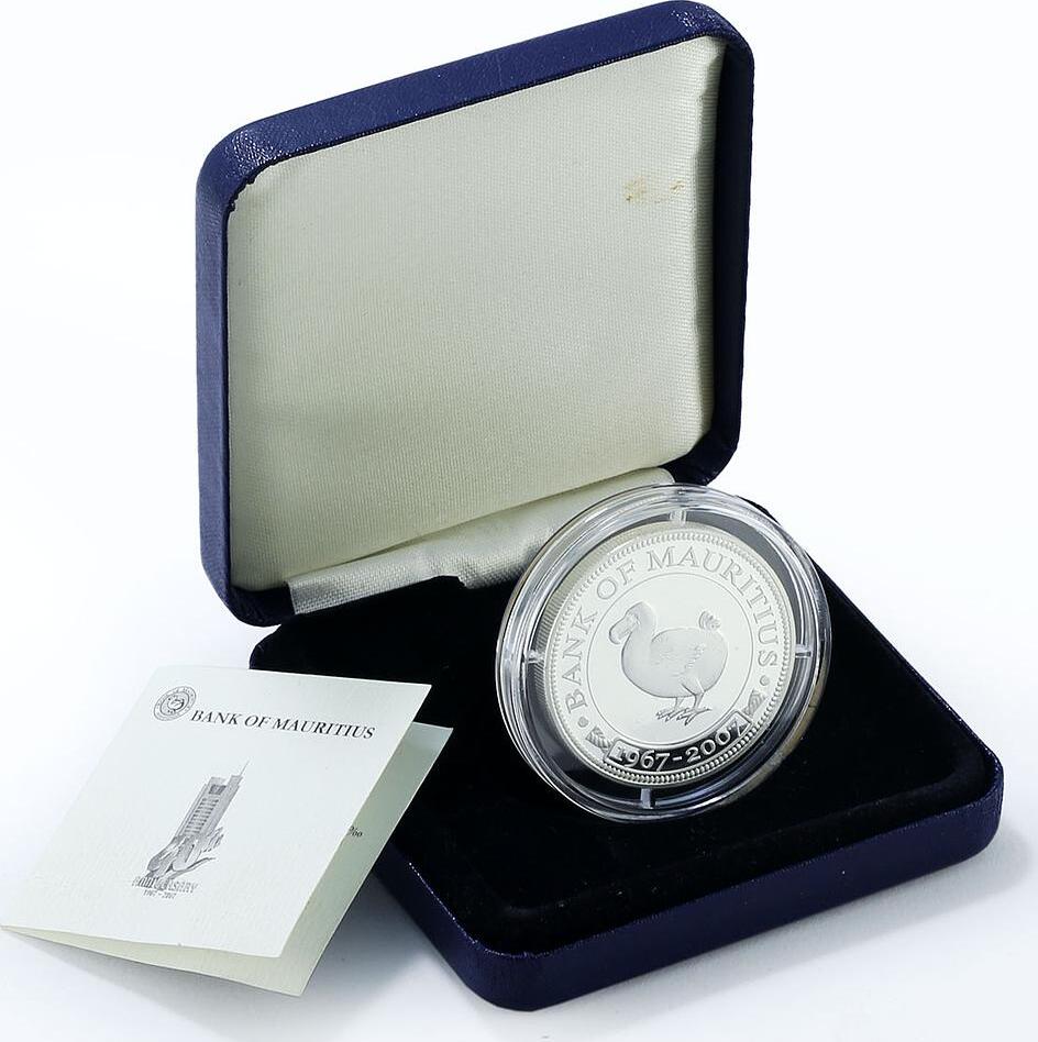 Mauritius Rupees Years Of National Bank Dodo Bird Proof Silver