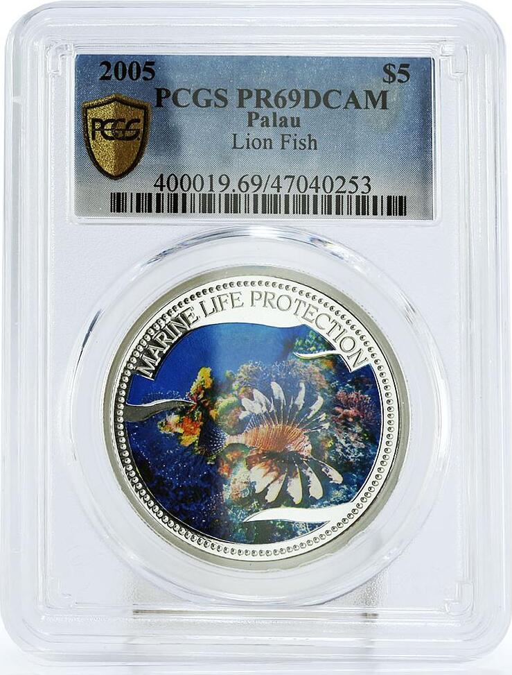 Palau Dollars Marine Life Protection Lionfish Fauna Pr Pcgs Silver