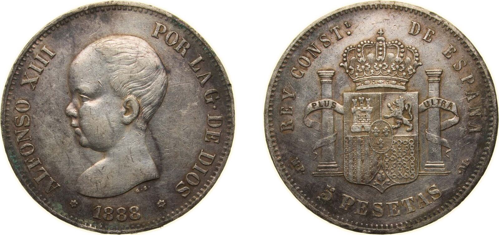 1888 18 88 MPM Madrid Mi Spain Kingdom 1888 18 88 MPM 5 Pesetas