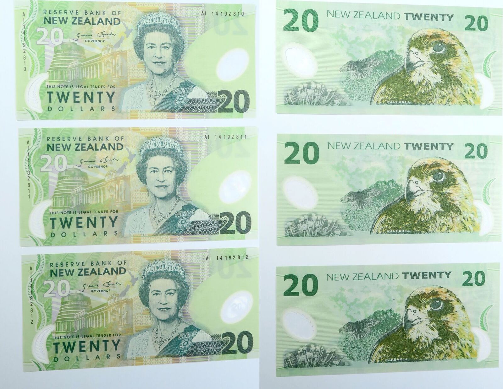 New Zealand 20 Dollars 2014 Graeme Wheeler Fortlaufend Nummerierte