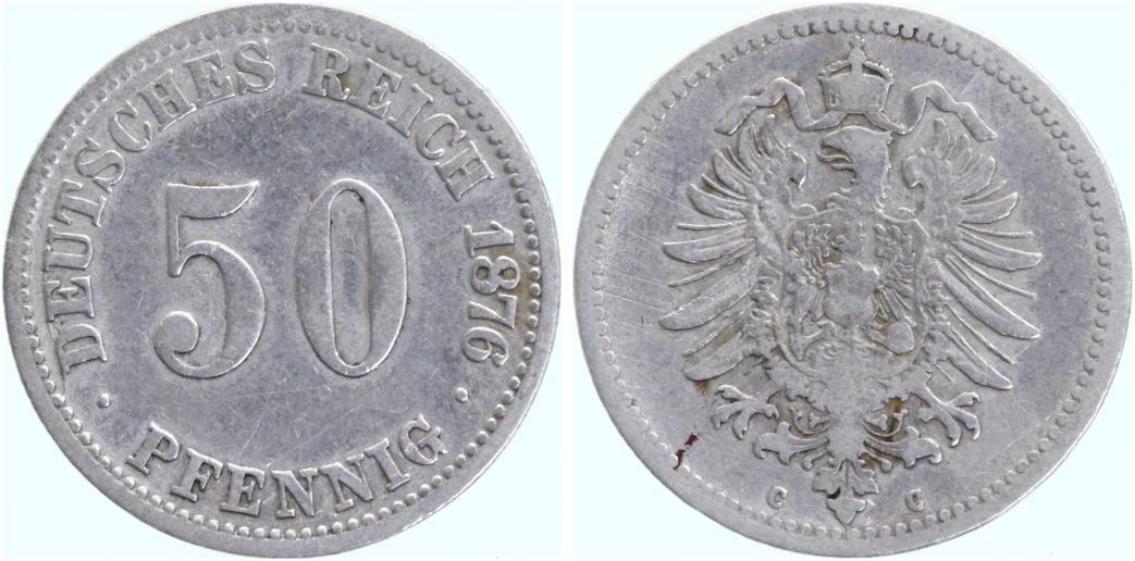 Kaiserreich 50 Pfennig 1876 C kleiner Adler schön sehr schön MA Shops