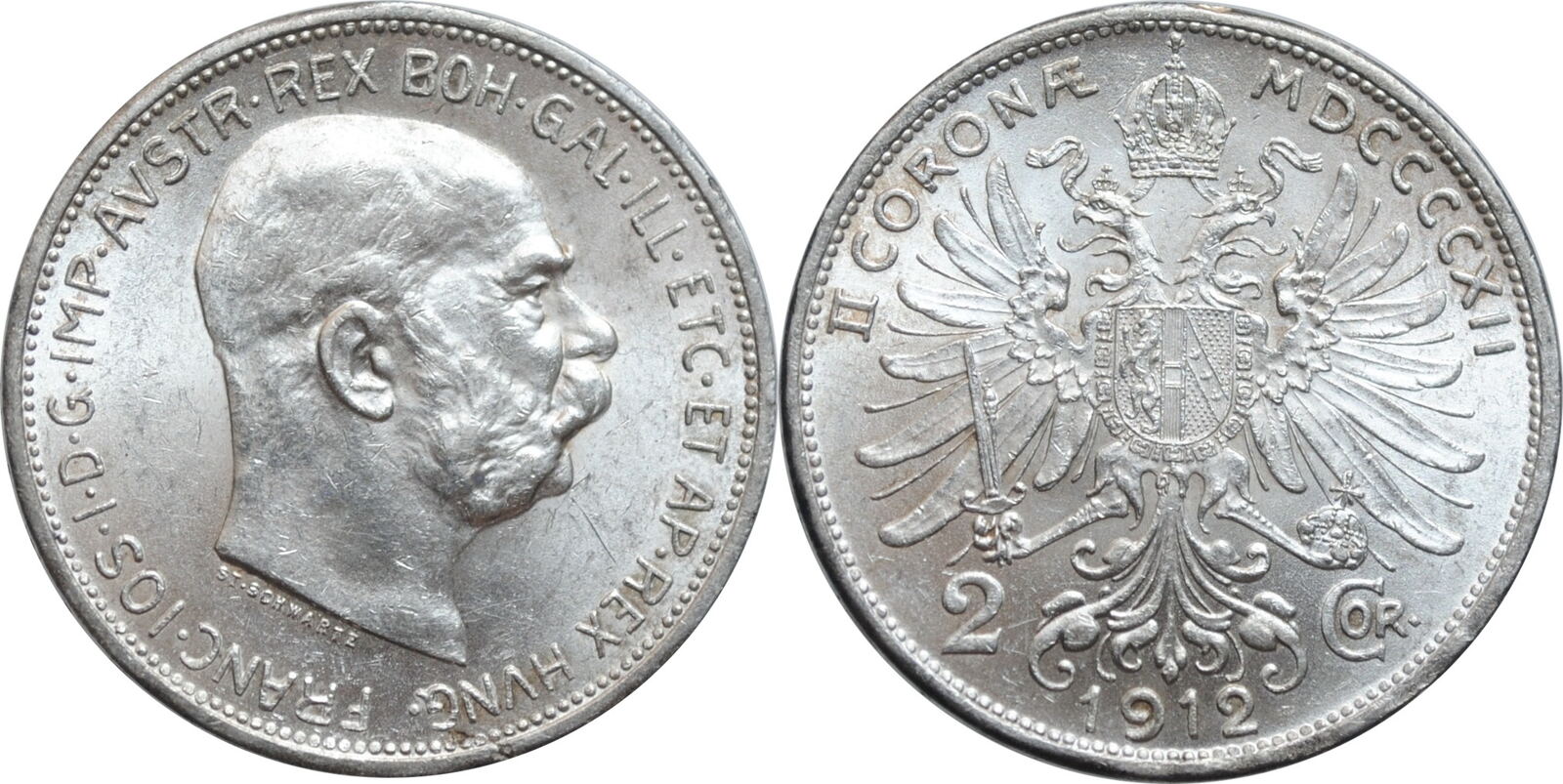 2 Corona Austria 1912 UNC Emperor Franz Joseph I 1848 1916 Unz