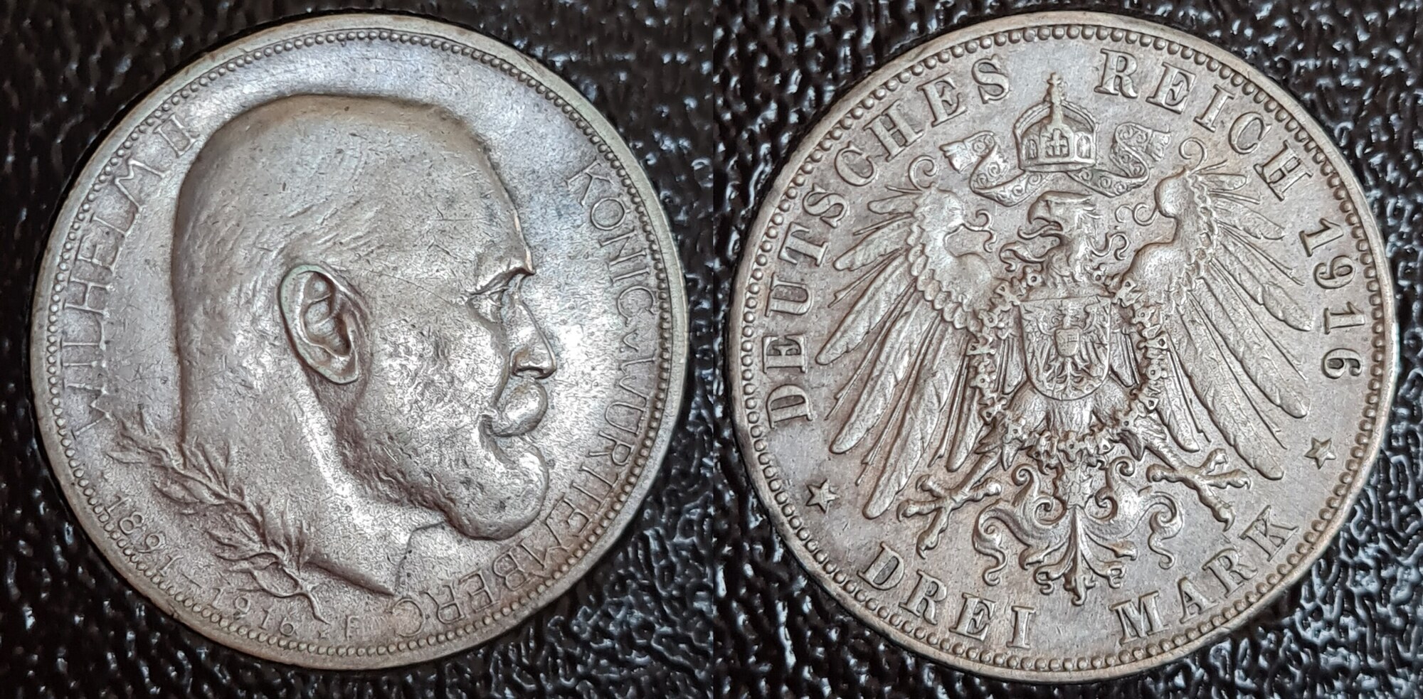 3 Mark Württemberg 1916 25 jähriges Regierungsjubiläum Jaeger 178 ss vz