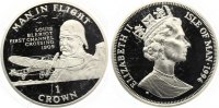 Isle of Man 1 Crown 1994 Erster Flug über Ärmelkanal Silber Bild