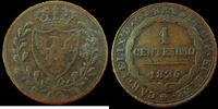 Italie, Italia, Sardaigne, Sardinien Italie, Italia, Sardaigne, Carl Felix, 1 centesimo 1826 P, 1,98 grms, Pag.133 TTB