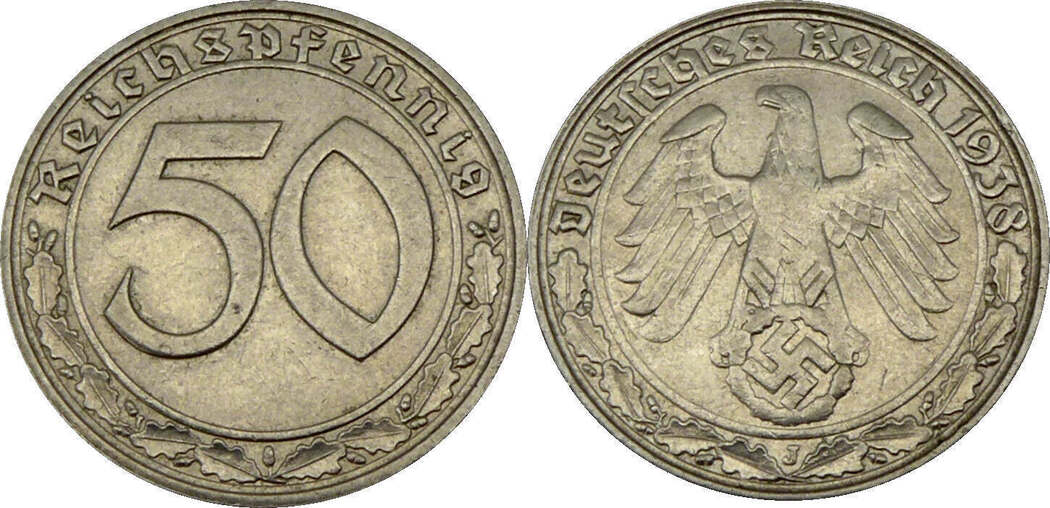 Deutschland Drittes Reich 50 Reichspfennig 1938 J Fünfzig