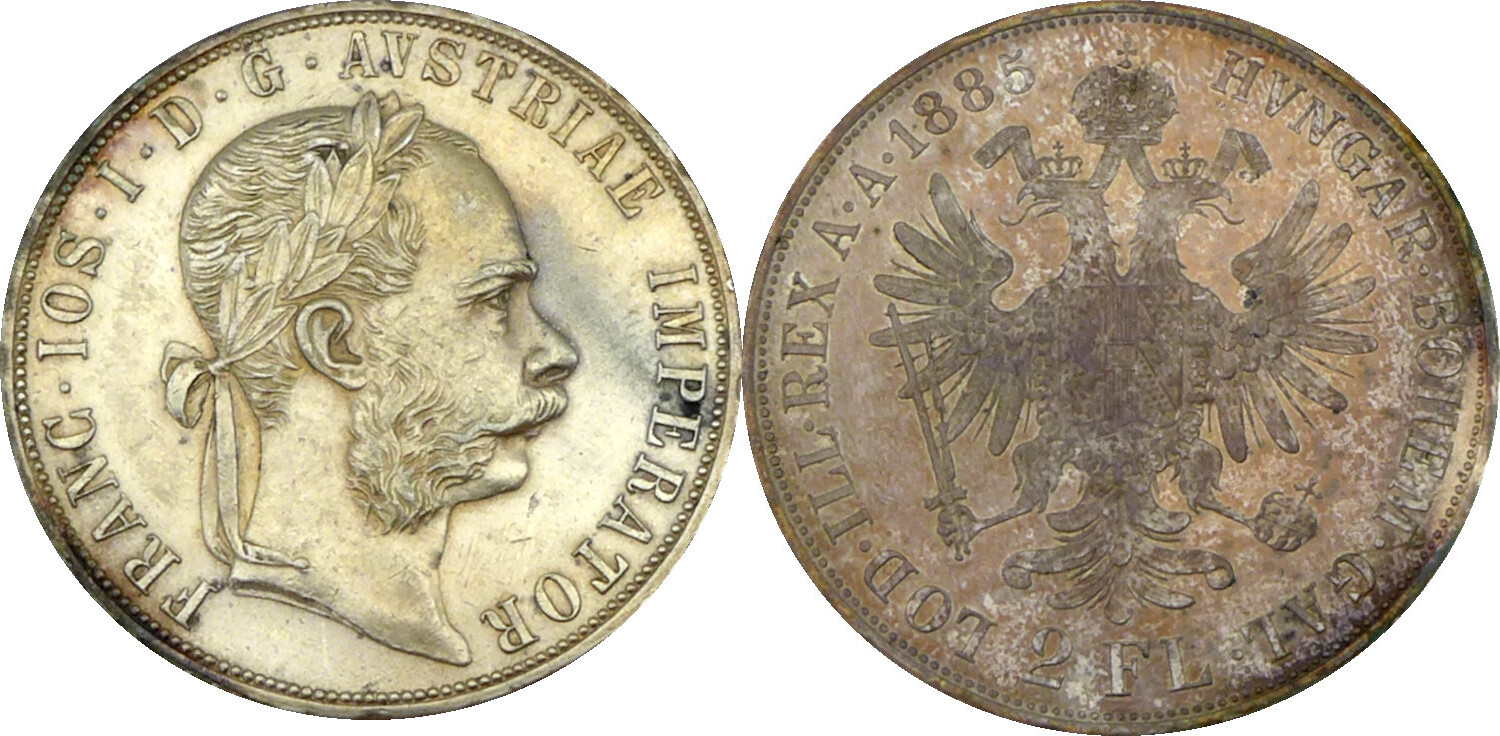 Österreich Ungarn 2 Florin 1885 Franz Joseph I 1848 1918 Vzgl mit