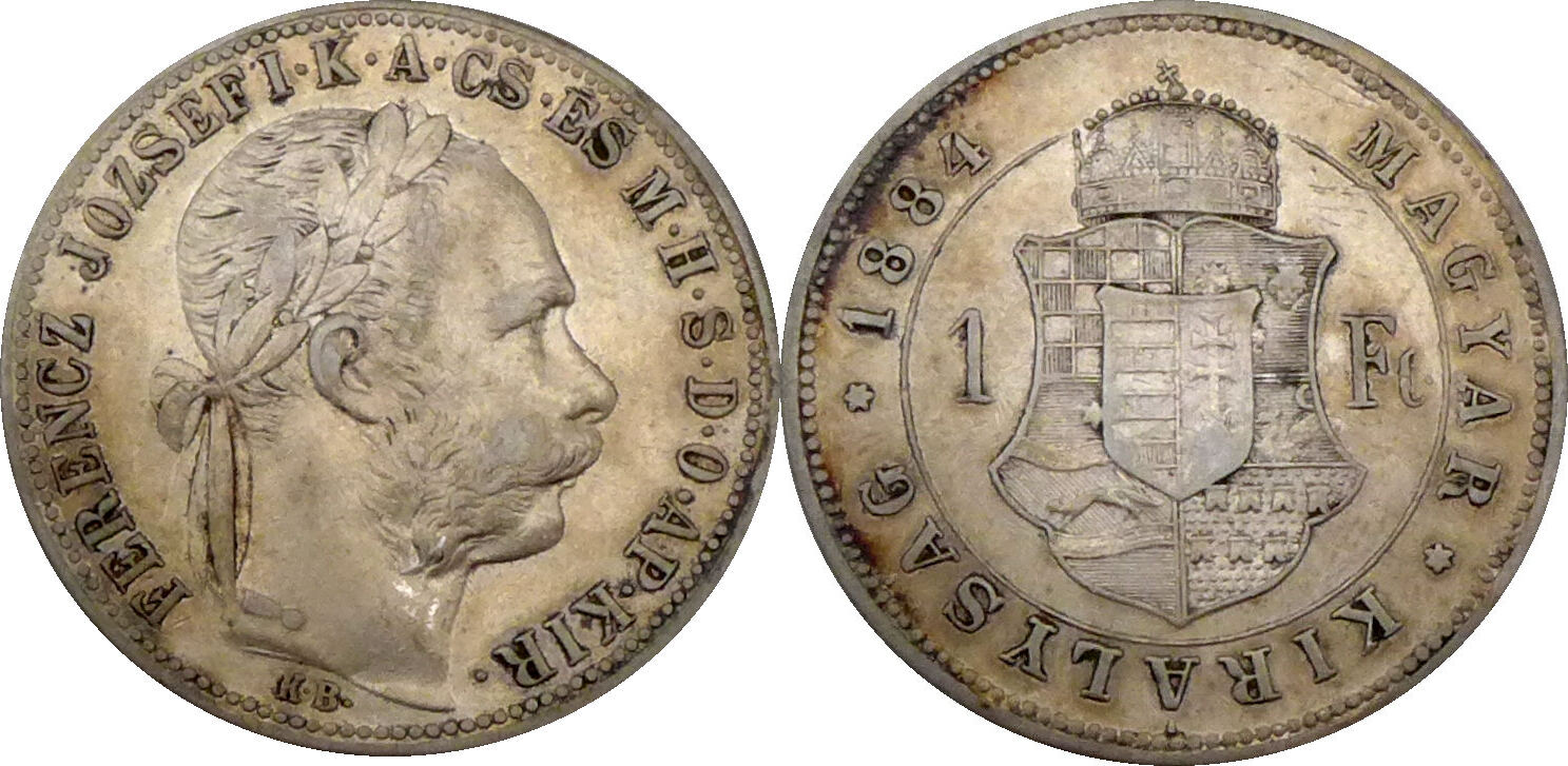 Österreich Ungarn 1 Forint 1884 KB Franz Joseph I 1848 1916 Ein