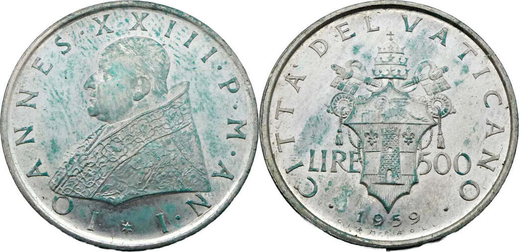 Vatikan 500 Lire 1959 Papst Johannes Der 13 F Stgl Leichte Patina MA