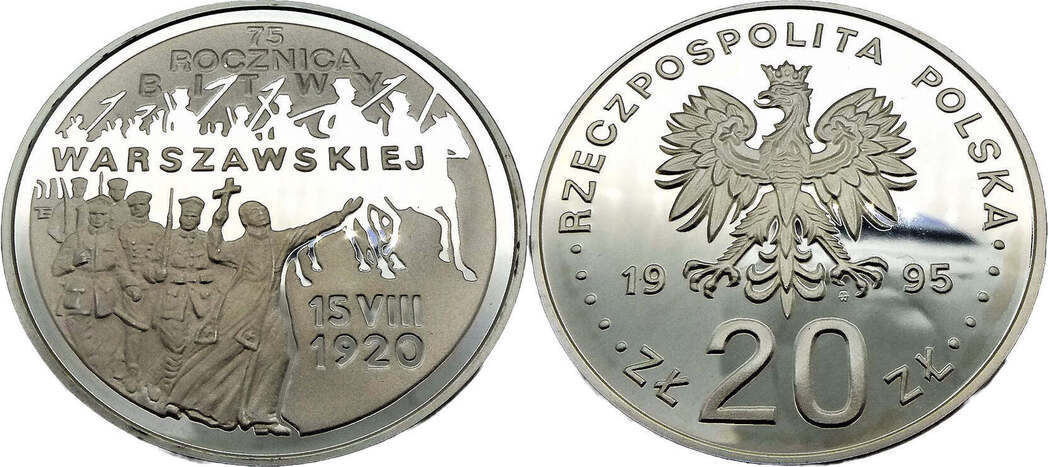 Polen 20 Zloty 1995 75 Jahre Der Warschauer Schlacht Polierte Platte