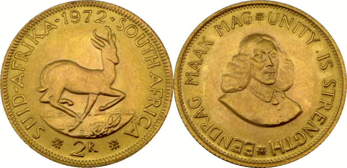 Südafrika 2 Rand 1972 Springbock Jan van Riebeeck bankfrisch f Stgl