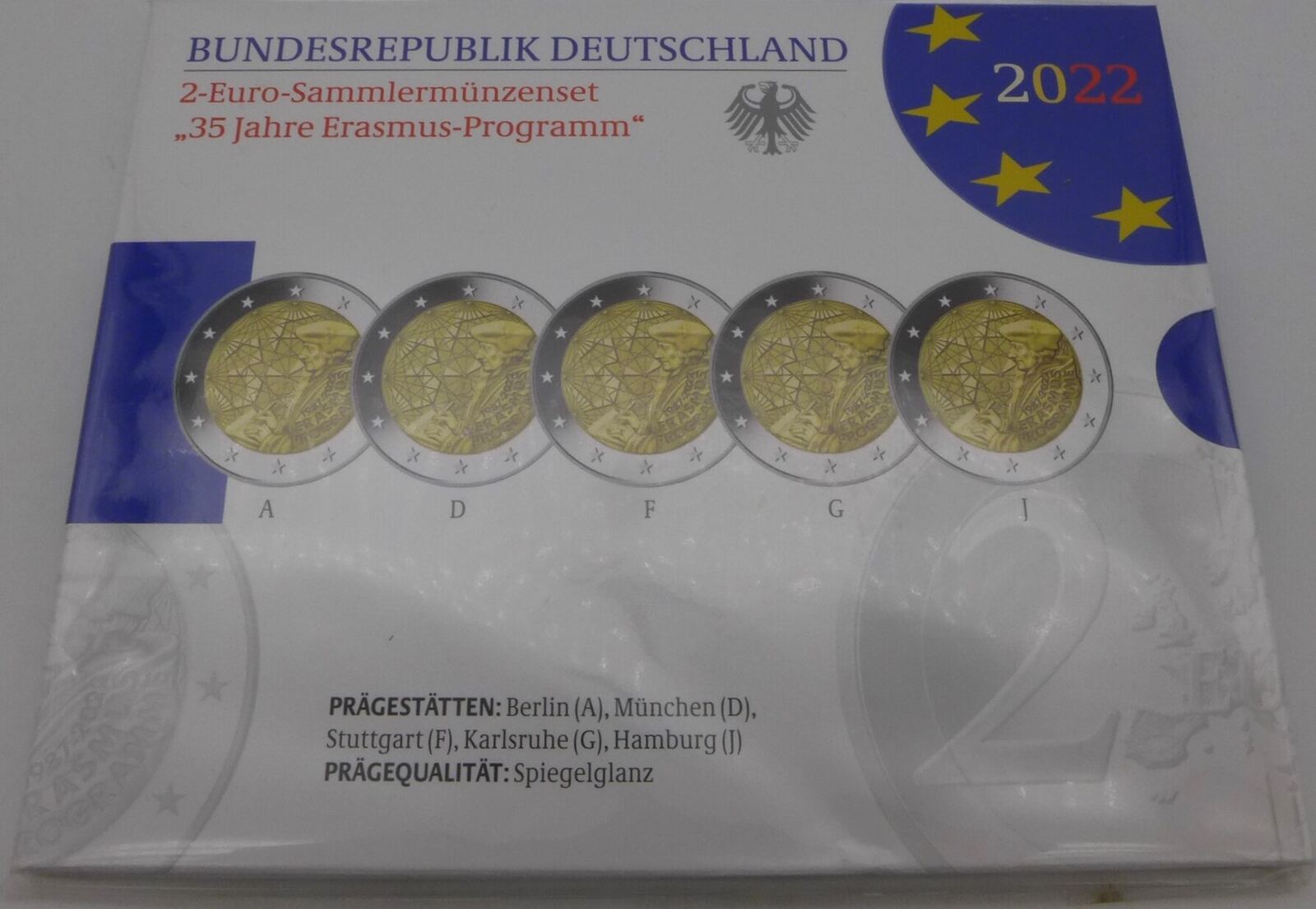 Bundesrepublik Deutschland BRD 10 Euro 5 X 2 Euro 2022 A J 2 Euro