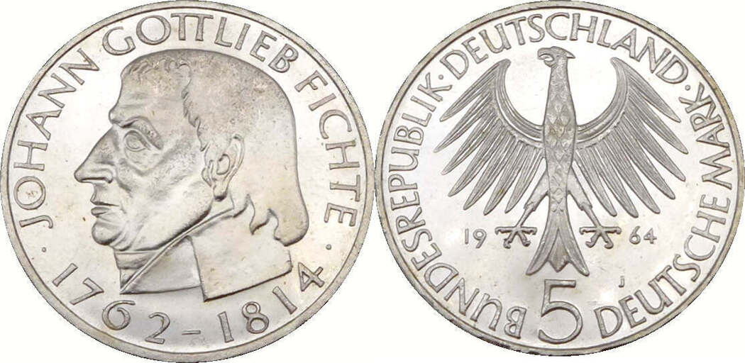 Bundesrepublik Deutschland BRD 5 Deutsche Mark 5 DM 1964 J Zum 150