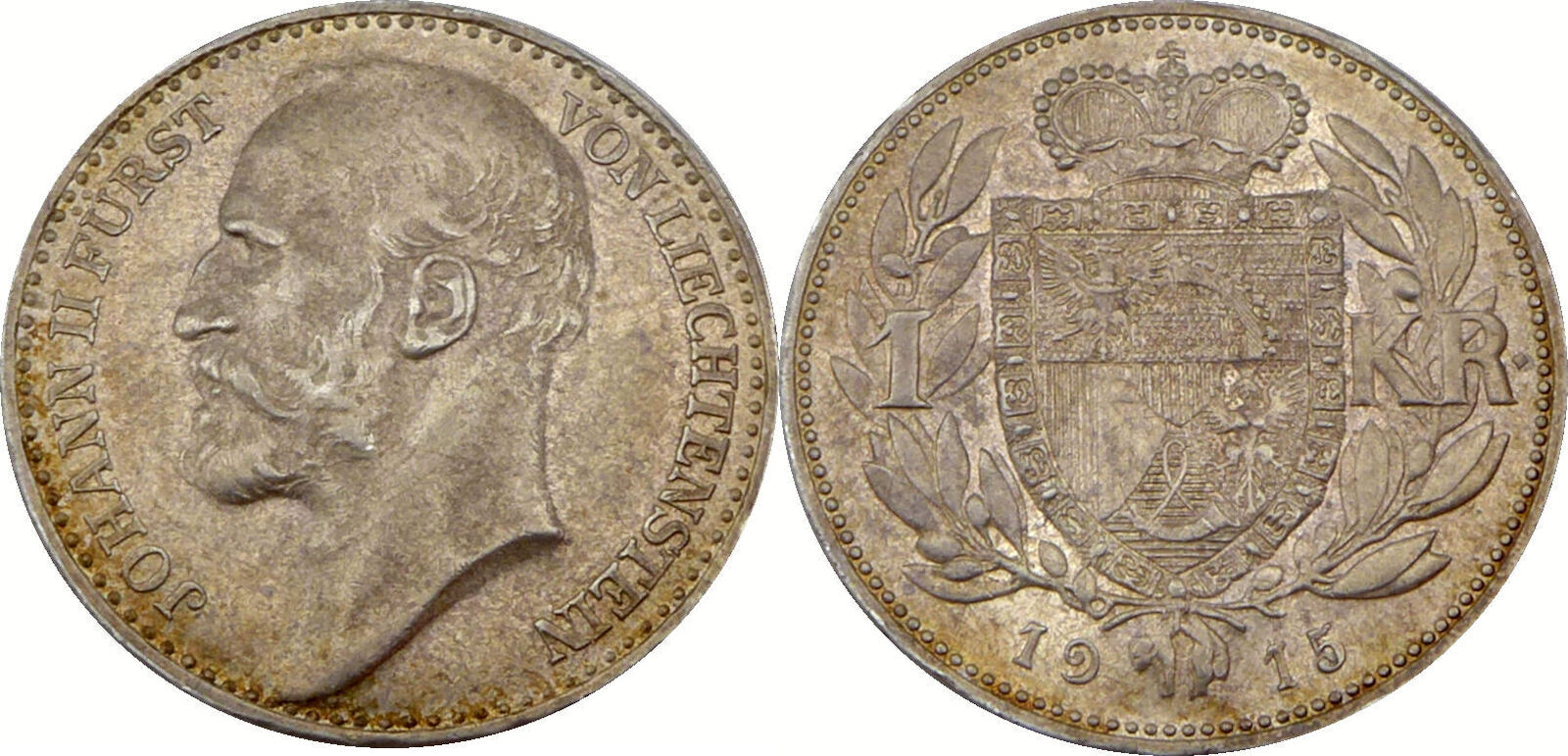 1 Krone 1915 Johann II Fürst von Liechtenstein 1 KR f Stgl