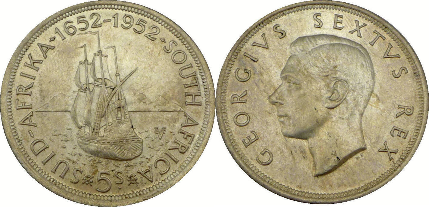 Südafrika 5 Shillings 1952 George VI 1936 1952 Segelschiff