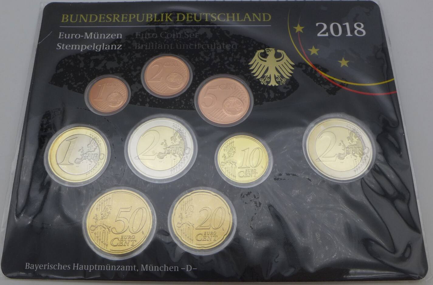 Bundesrepublik Deutschland BRD 5 88 Euro KMS 2018 D Kursmünzensatz