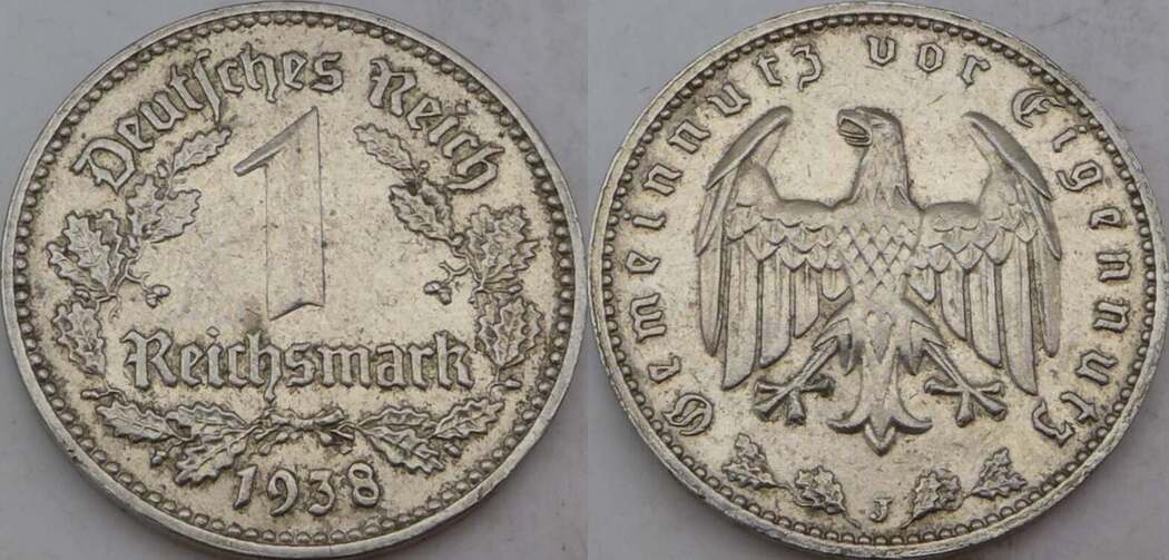 Deutschland Drittes Reich Reichsmark J Eine Reichsmark J