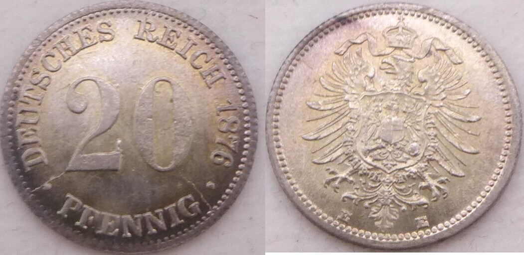 Deutschland Kaiserreich 1876 E 20 Reichspfennig J 5 F Stgl